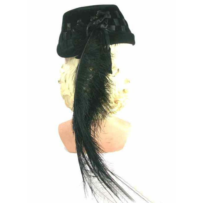 Vintage Black Cocktail Hat w Dramatic Long Feathers 1950s Hats The Best Vintage Clothing