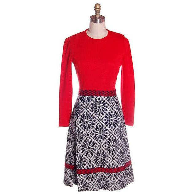 Vintage Black & White Jacquard Dress/Jacket Saks 70s 35-29-36 Cart2cart The Best Vintage Clothing