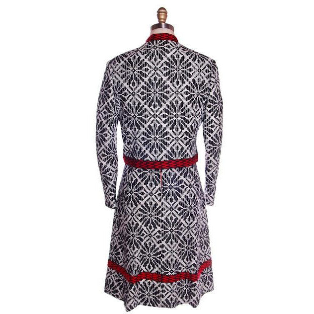 Vintage Black & White Jacquard Dress/Jacket Saks 70s 35-29-36 Cart2cart The Best Vintage Clothing