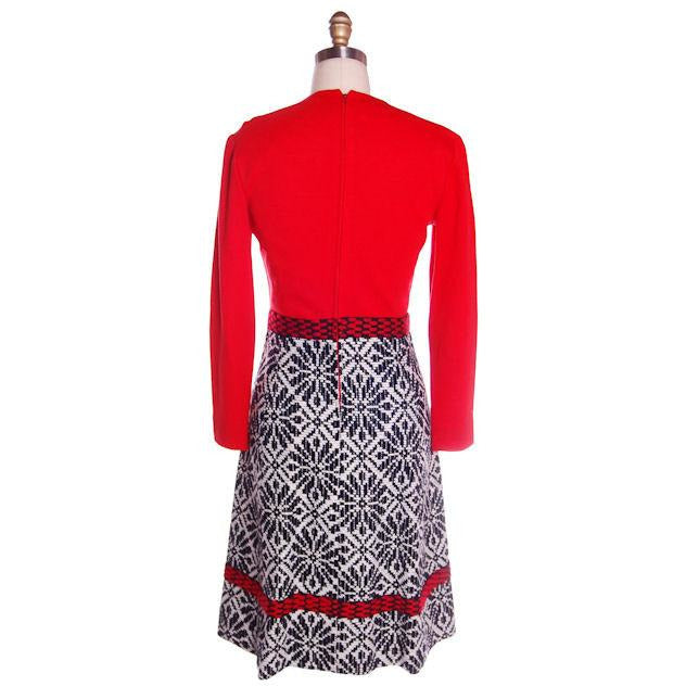 Vintage Black & White Jacquard Dress/Jacket Saks 70s 35-29-36 Cart2cart The Best Vintage Clothing