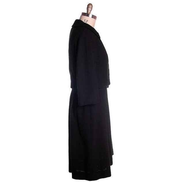 Vintage Ladies Black Wool Suit/Dress Branell Jones 1950s Women's Branell