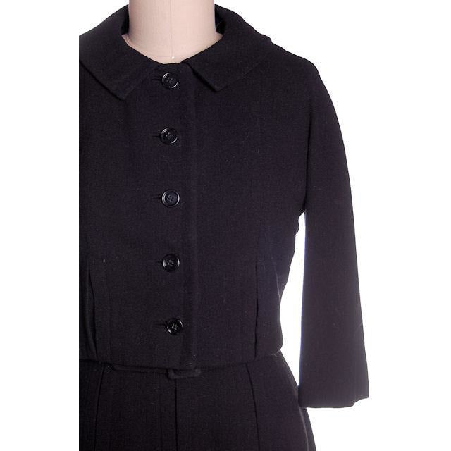 Vintage Ladies Black Wool Suit/Dress Branell Jones 1950s Women's Branell