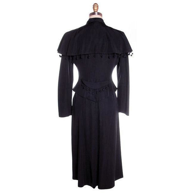 Vintage Black Rayon Suit w/ Cape Ball Fringe 1940s Sz 4 Cart2cart The Best Vintage Clothing