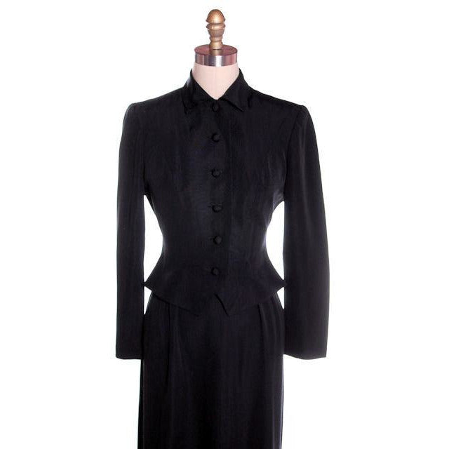 Vintage Black Rayon Suit w/ Cape Ball Fringe 1940s Sz 4 Cart2cart The Best Vintage Clothing
