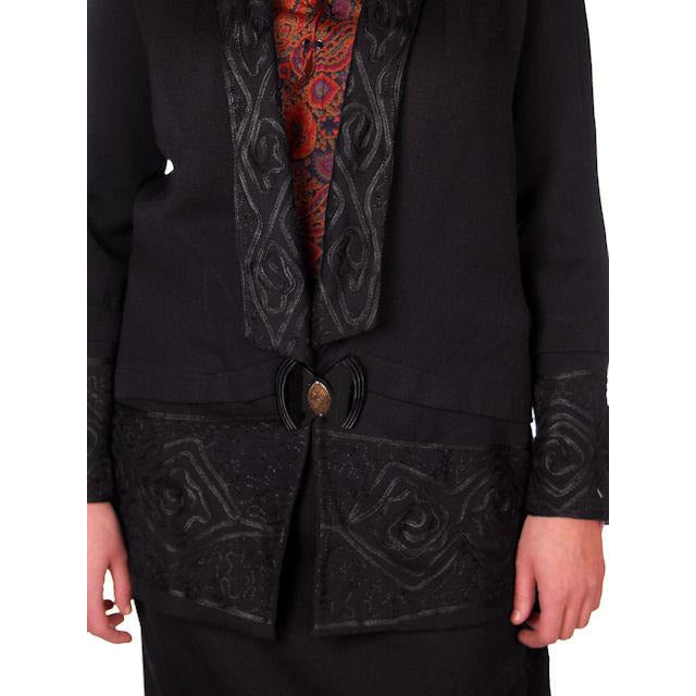 Vintage Black Paisley Wool/Silk Dress Suit Amazing Design Early 1920s 39-42-50 Women's The Best Vintage Clothing