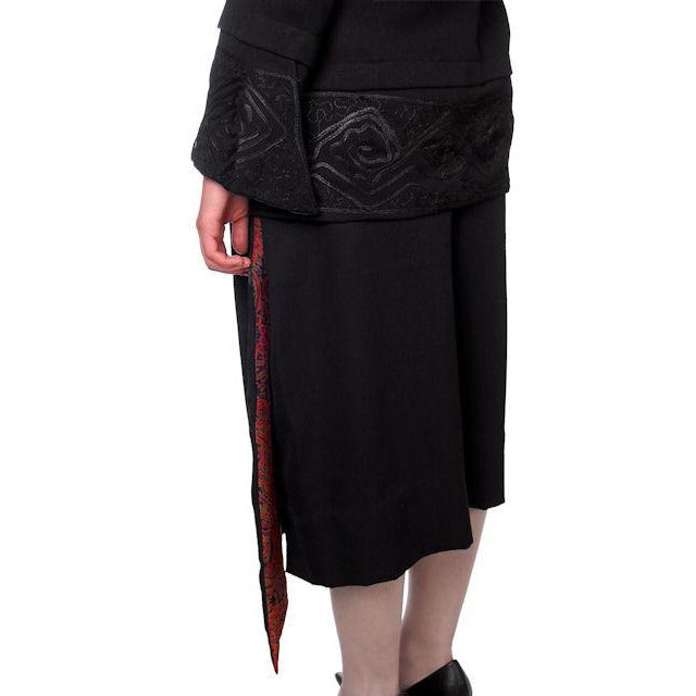 Vintage Black Paisley Wool/Silk Dress Suit Amazing Design Early 1920s 39-42-50 Women's The Best Vintage Clothing