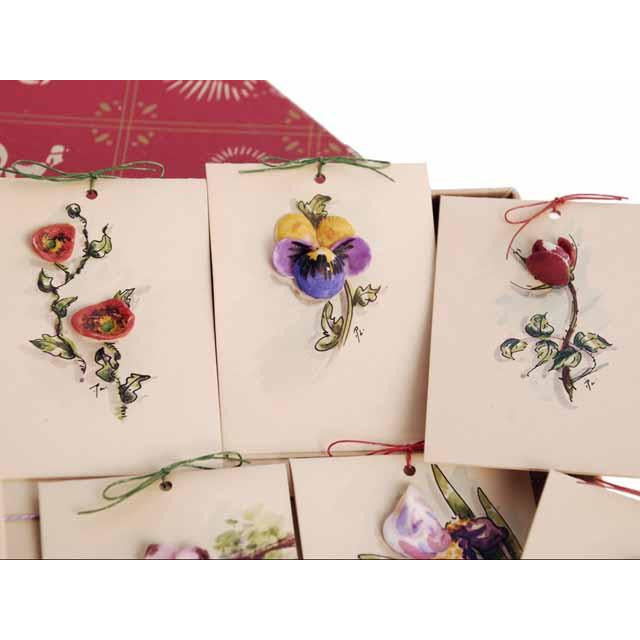 Vintage Box of Tally Cards Hand Painted 3D Birds Shells Flowers 1930s On Sale The Best Vintage Clothing
