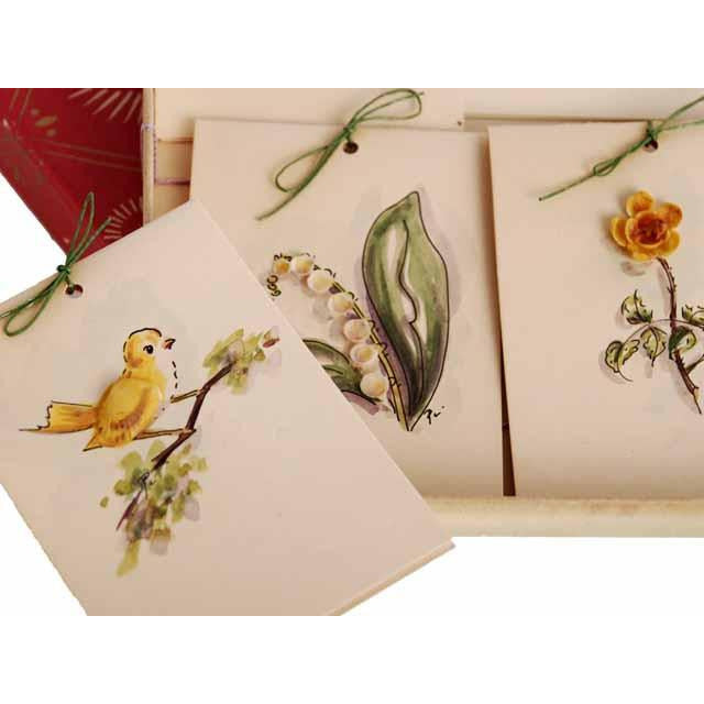 Vintage Box of Tally Cards Hand Painted 3D Birds Shells Flowers 1930s On Sale The Best Vintage Clothing