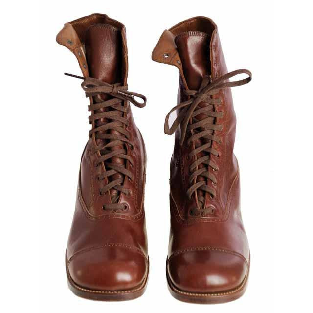 Vintage Brown Leather Boots Early  1920s Girls/Boys  Cap Toe NIB - The Best Vintage Clothing
 - 1