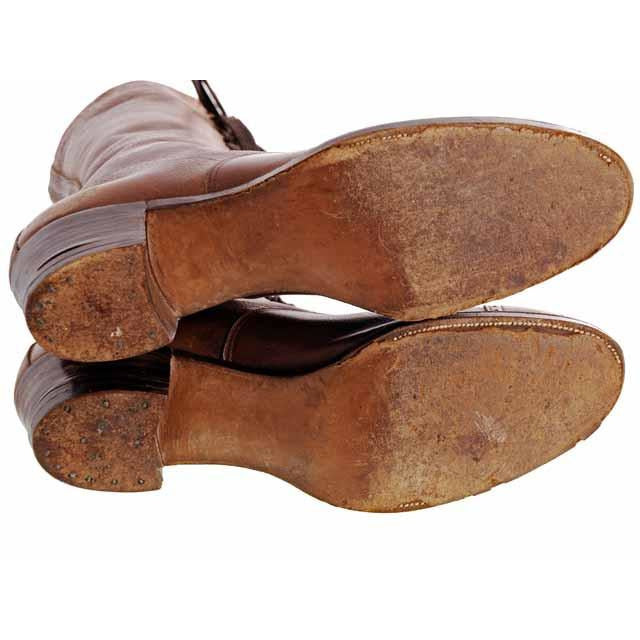 Vintage Brown Leather Ladies Tall Laceup Boots S 7-7.5 Edwardian-1920 Women's,Shoes,On Sale vendor-unknown