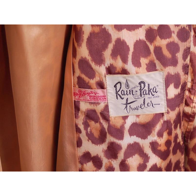 Vtg 50s Leopard Print Swing Coat M Bergdorf Goodman Rain Paka Belted Cart2cart The Best Vintage Clothing