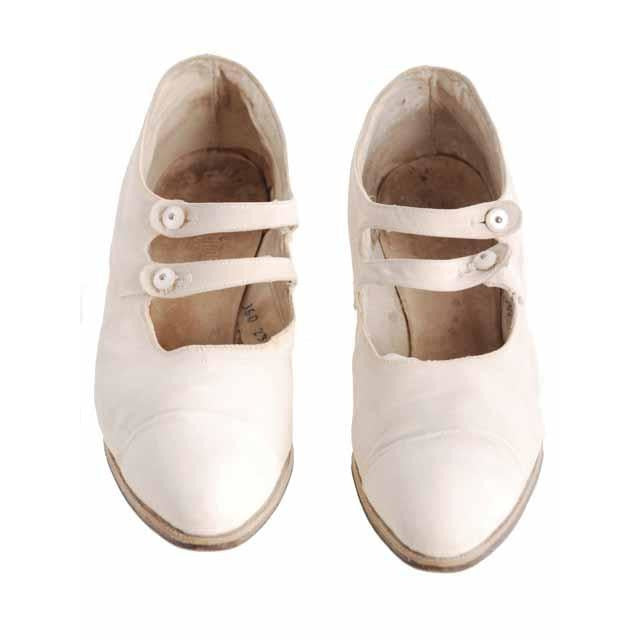 Vintage Canvas Mary Jane Shoes Ladies 7-7.5 Heels Dble Straps 1920s Wolfe Bros Shoes,Women's The Best Vintage Clothing