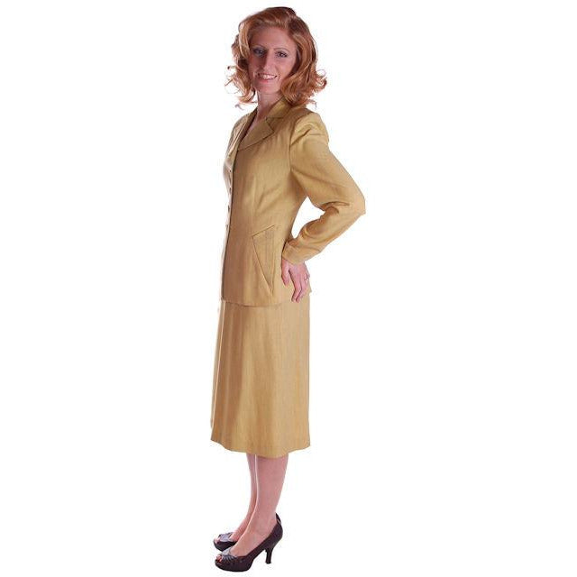 Vintage Ladies Chartreuse Rayon Gab Suit 1940S ww2 Pencil Skirt 1940S Guernsey & Potato Peel Pie Cart2cart The Best Vintage Clothing
