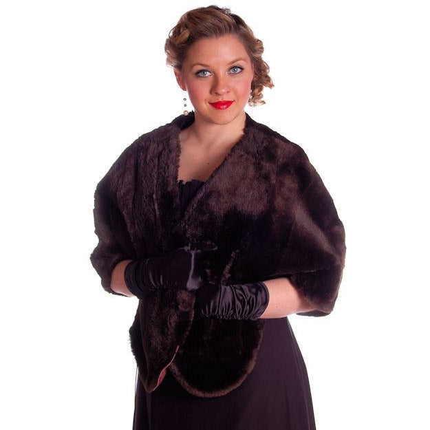 Vintage Soft Chocolate Brown Beaver Fur Stole 1940's Perfect Strapless Dress Topper Women's The Best Vintage Clothing