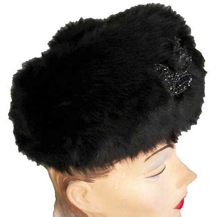 Vintage Cocktail Hat Black Mousse Fur Gigi 1950S Hats,On Sale vendor-unknown