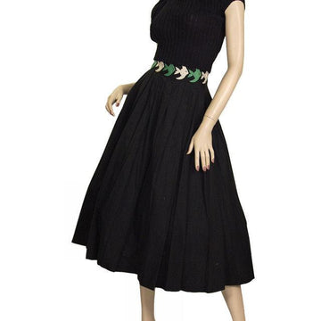 Vintage 1940s Cotton Skirt Black W/Angel Fish Motif 1940S 24 Waist Cart2cart The Best Vintage Clothing