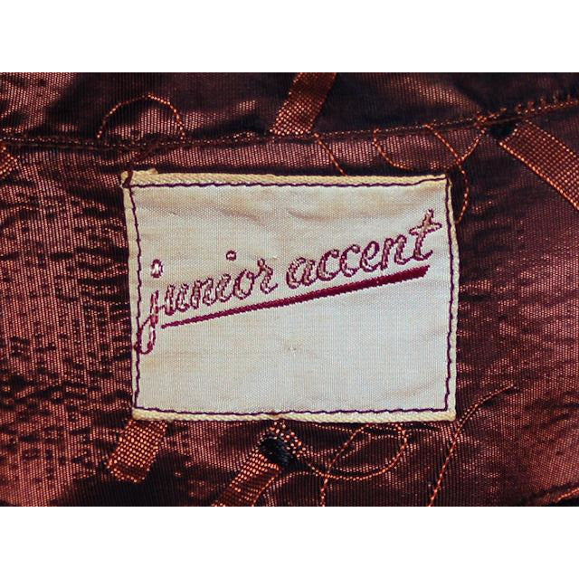 Vintage Copper Taffeta Suit with Print 1940s Small 35-22-40 Women's Junior Accent