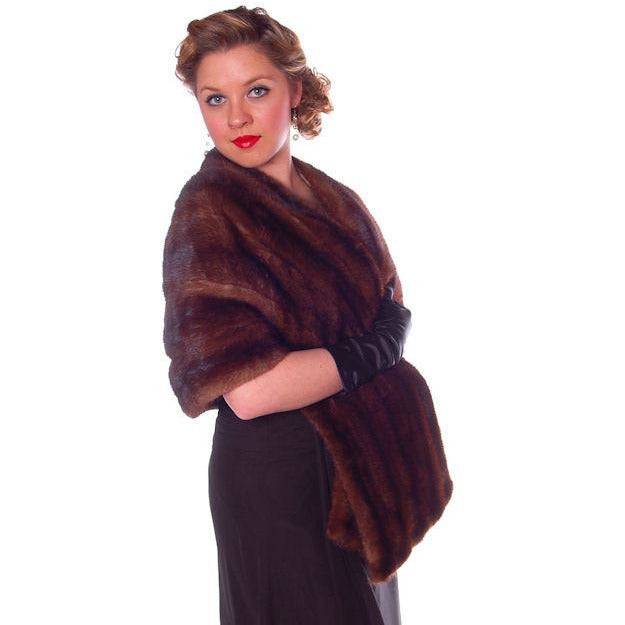 Vintage Stole Dark Brown Mink Fur Stole Park Lane Furs Women's vendor-unknown