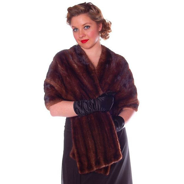 Vintage Stole Dark Brown Mink Fur Stole Park Lane Furs Women's vendor-unknown
