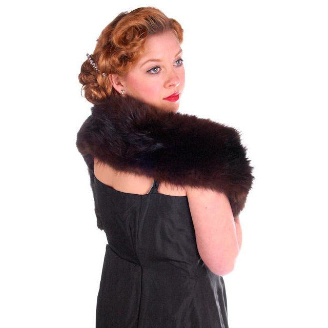 Vintage Dark Brown Full Fox Fur Wrap/Scarf 1930S Celluloid Clip Women's The Best Vintage Clothing