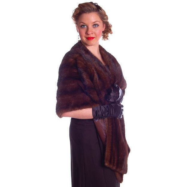 Vintage Stole Dark Brown Mink Fur Pollacks Mink Farm Extra Long AND Lovely Women's vendor-unknown