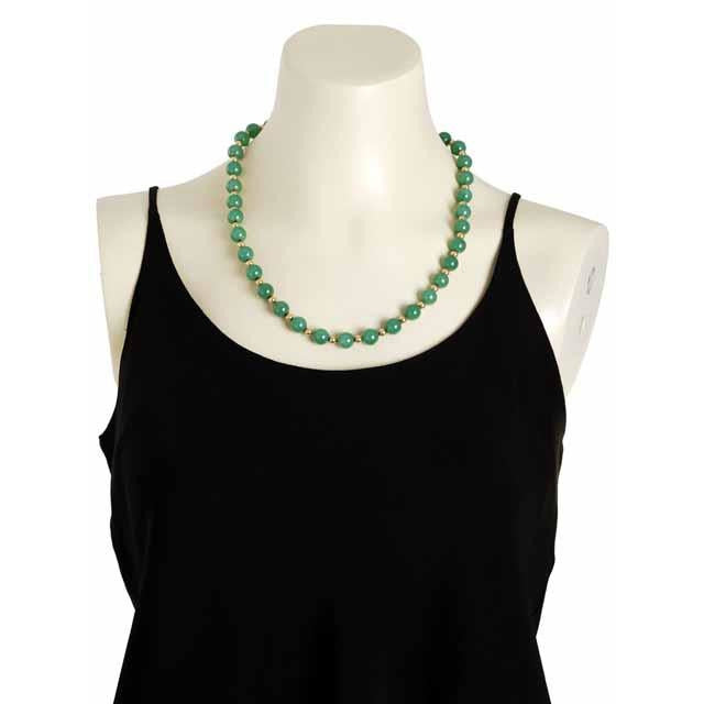 Vintage Emerald Green Chalcedony Beads Necklace 14K Clasp 22" Long Jewelry The Best Vintage Clothing