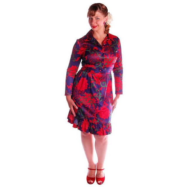 Vintage Dress 1970s Emilio Borghese Print Size 10-12 Cart2cart Emilio Borghese