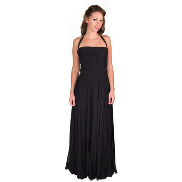 Vintage Formal Evening Gown Black Chiffon Halter Lee Claire 1940S 32-24-Free - The Best Vintage Clothing
 - 1