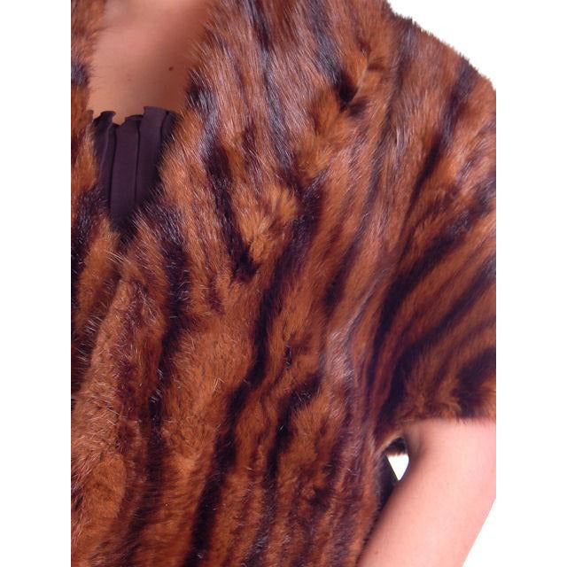 Vintage Stole Kolinsky Mink Fur Gorgeous Bamboo Print Turquoise Lining The Best Vintage Clothing