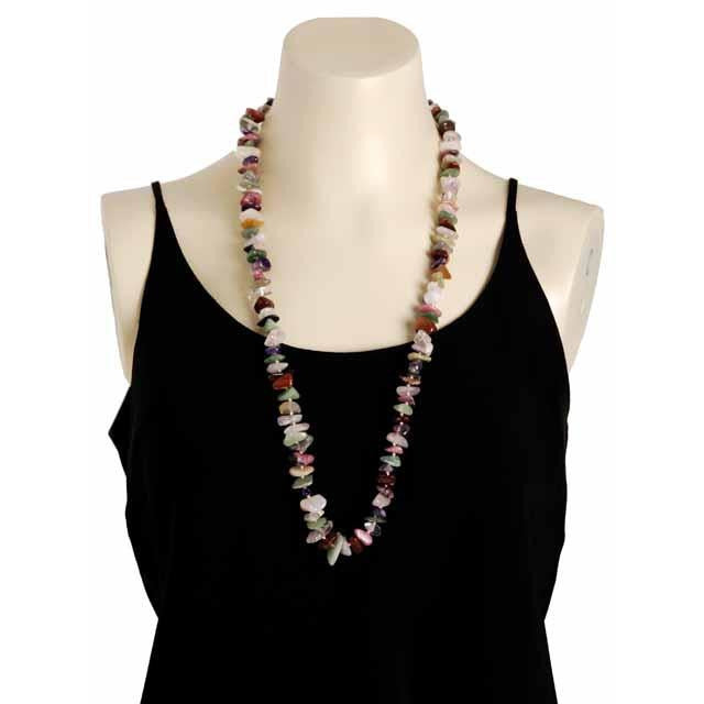 Vintage Gemstone Necklace Les Bernard 30" Long Jewelry Les Bernard