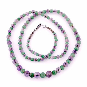 Vintage Gemstone Necklace Amethyst/Green Malachite 32" - The Best Vintage Clothing
 - 1