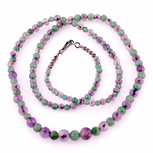 Vintage Gemstone Necklace Rock Crystal Amethyst/Green Malachite 32" Cart2cart The Best Vintage Clothing