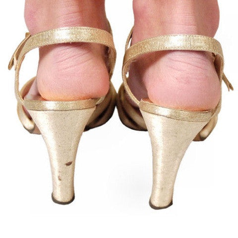 Vintage Gold Metallic High Heel Evening Sandals 1980S Sz 8 On Sale,Shoes The Best Vintage Clothing