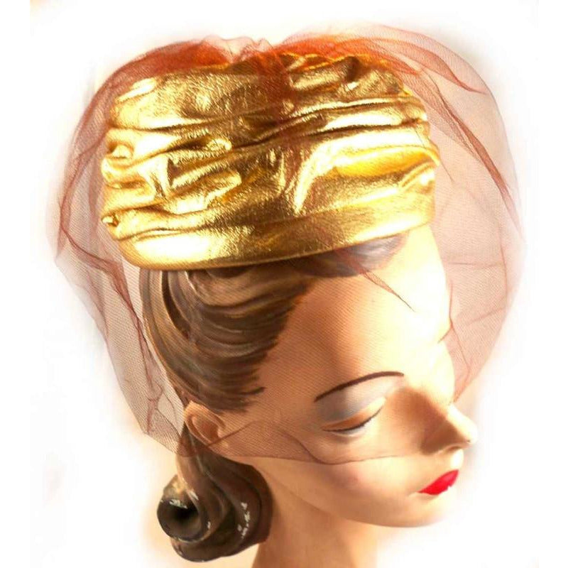 Vintage Gold Metallic Cocktail Hat Don Anderson 1950S Hats Don Anderson