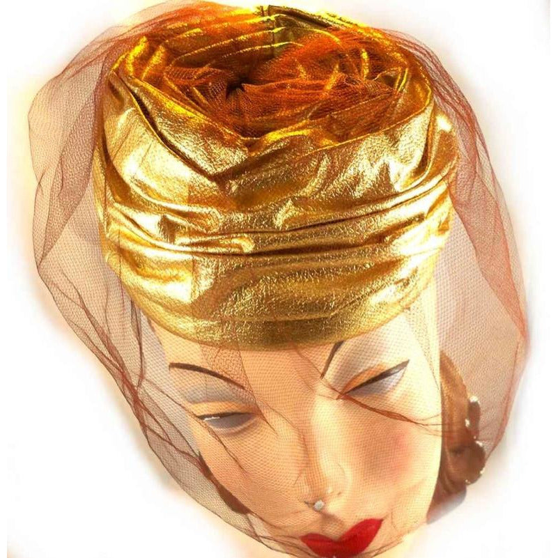 Vintage Gold Metallic Cocktail Hat Don Anderson 1950S Hats Don Anderson