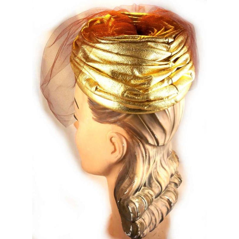 Vintage Gold Metallic Cocktail Hat Don Anderson 1950S Hats Don Anderson