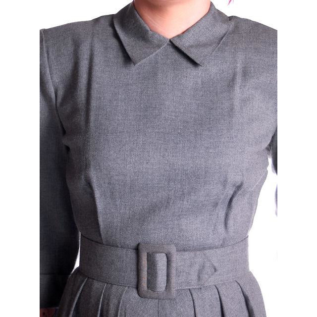 Vintage Heather Gray Wool Gabardine Day Dress 1950's Lenbarry 38-26-44 Cart2cart Lenbarry
