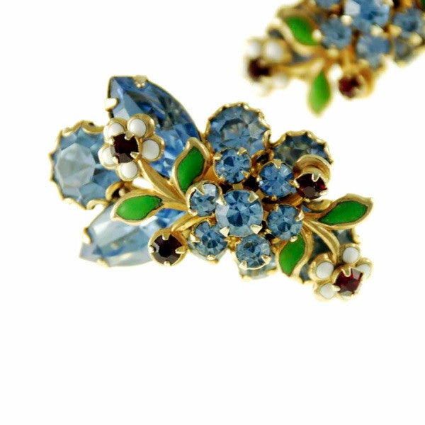 Vintage Hattie Carnegie Earrings Blue Rhinestones 1950S Cart2cart Hattie Carnegie