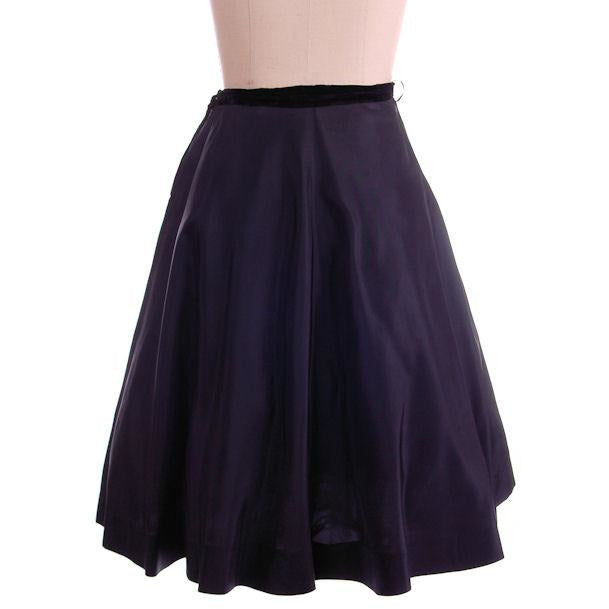 Vintage Circle Skirt Hand Painted Rose On Black 1950S 30" Waist Cart2cart The Best Vintage Clothing