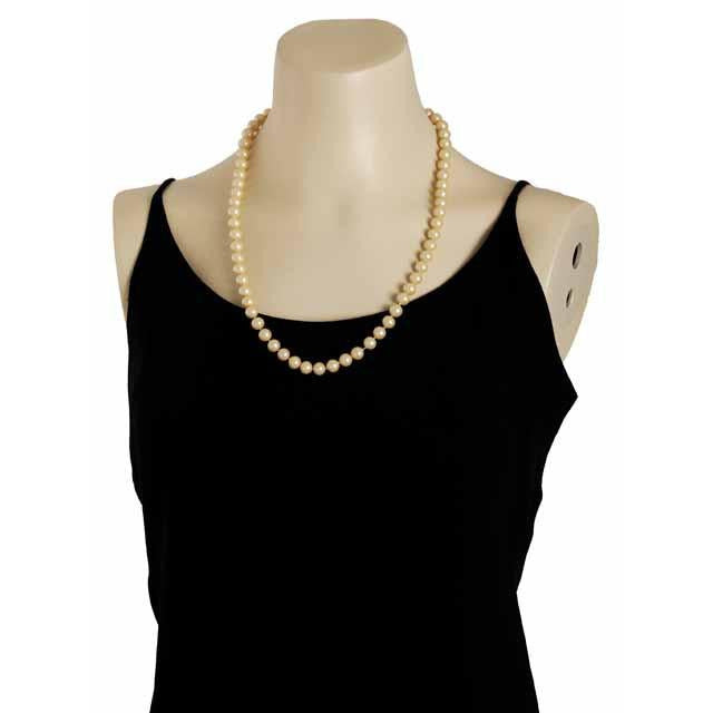 Vintage Imitation Pearls 8-9 MM Single Strand 24" 1940S Candlelight On Sale The Best Vintage Clothing