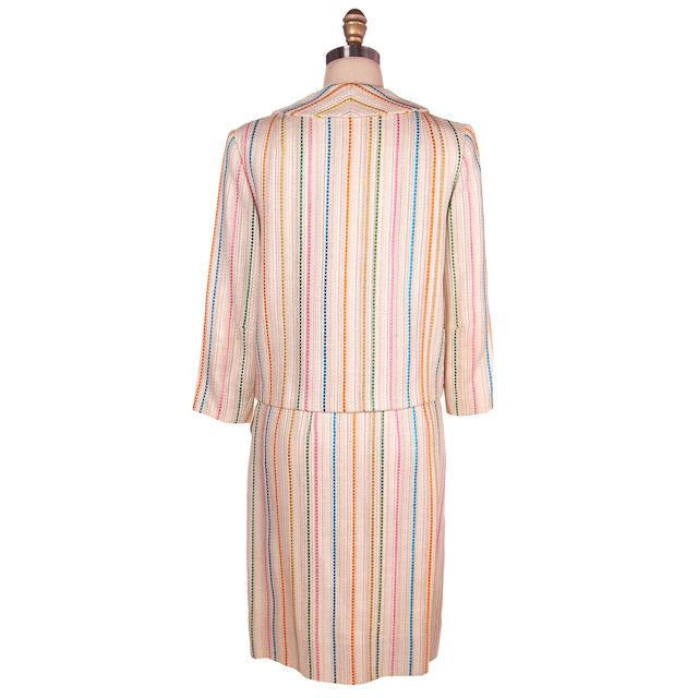 Vintage Irish Linen Suit Beige w/Color 1960s Moygashel 39-25-37