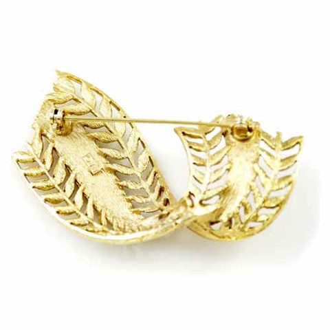 Vintage J.J.Goldtone Ribbon Leaf Brooch 1960S Jewelry,On Sale J.J.