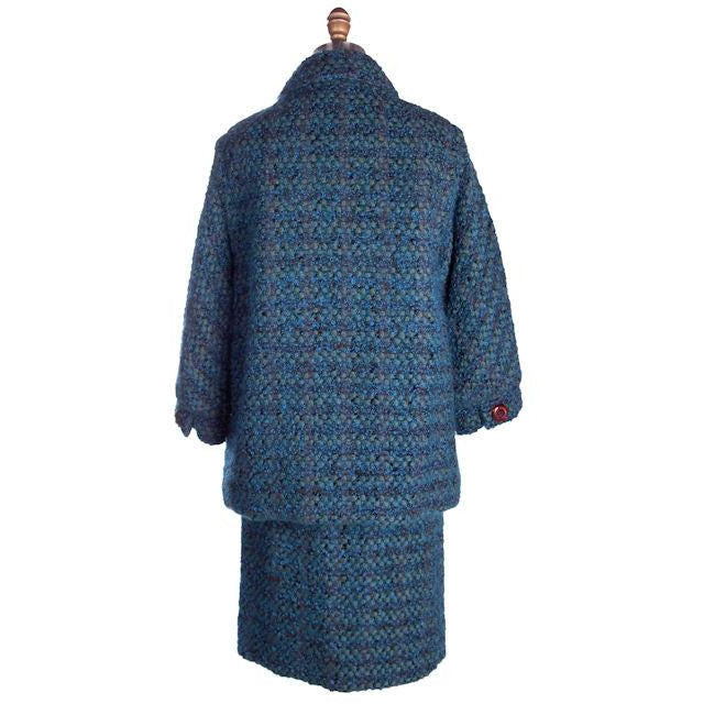 Turquoise Mohair Tweed Mollie Abrahamson Vintage Ladies Suit 1950s 43-26-36 Cart2cart Monte, Sano, & Prozan