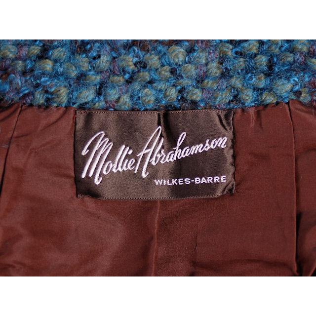 Turquoise Mohair Tweed Mollie Abrahamson Vintage Ladies Suit 1950s 43-26-36 Cart2cart Monte, Sano, & Prozan