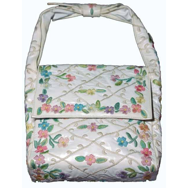 Vintage Marketa White Floral Embroidered Handbag 1950S - The Best Vintage Clothing
 - 1