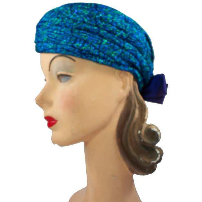 Vintage Metallic Turquoise Damask Sparkly  Ladies Hat 1950S - The Best Vintage Clothing
 - 1