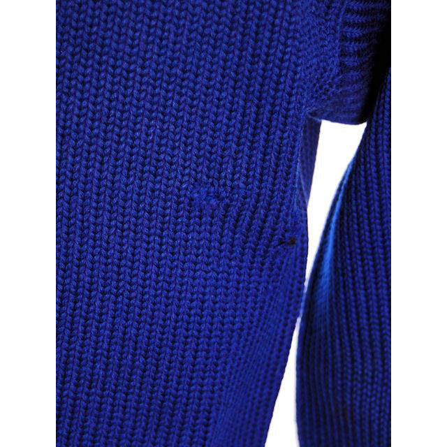 VTG Mens Knit SCHOOL Sweater Royal Blue Wool 1930s 44" Chest White Sleeve Stripes Men's Vintage The Best Vintage Clothing