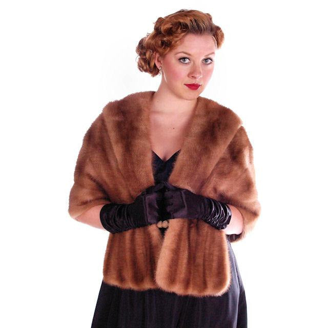 Vintage Stole Mink Stole Autumn Haze Silk Lined 1950S Women's The Best Vintage Clothing