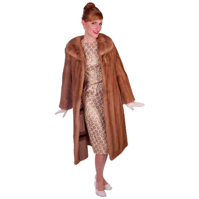 Vintage Mink Coat Autumn Haze Fantastic Buttons 1950s Small Women's The Best Vintage Clothing