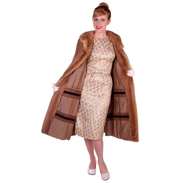 Vintage Mink Coat Autumn Haze Fantastic Buttons 1950s Small Women's The Best Vintage Clothing